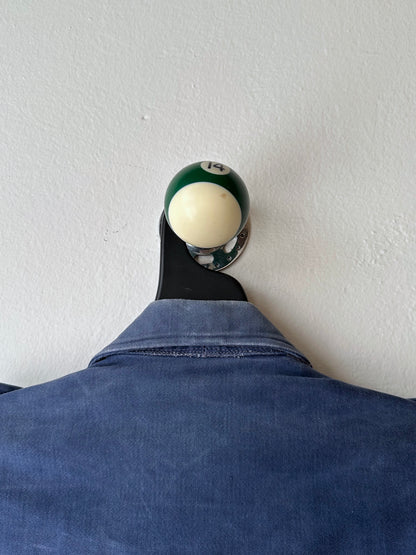 Circa 1940s Mont Saint Michel Blue Moleskin Firefighter Jacket