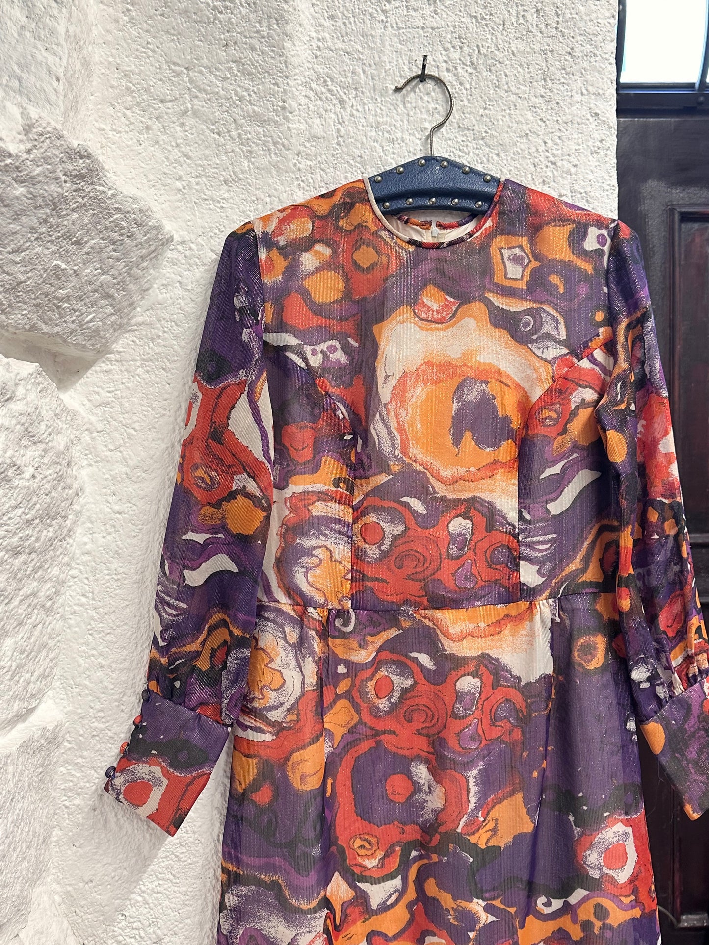70s abstract art dress