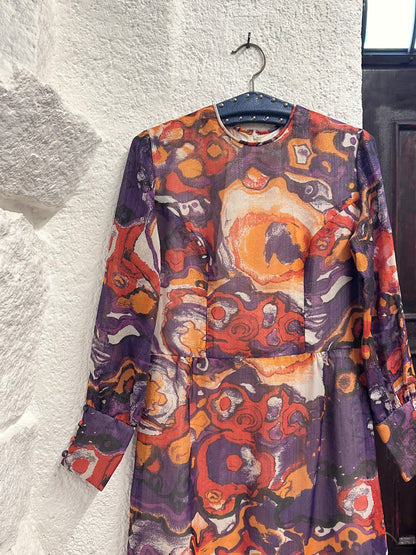 70s abstract art dress