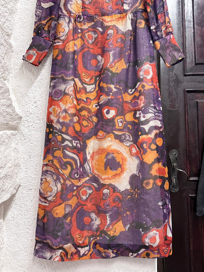 70s abstract art dress