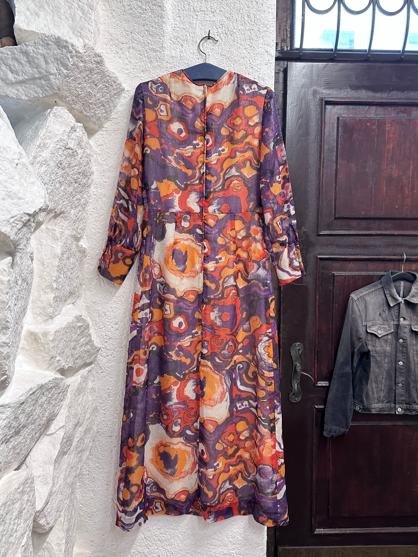 70s abstract art dress