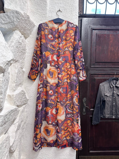 70s abstract art dress