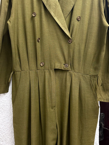 80s khaki viscose jumpsuit