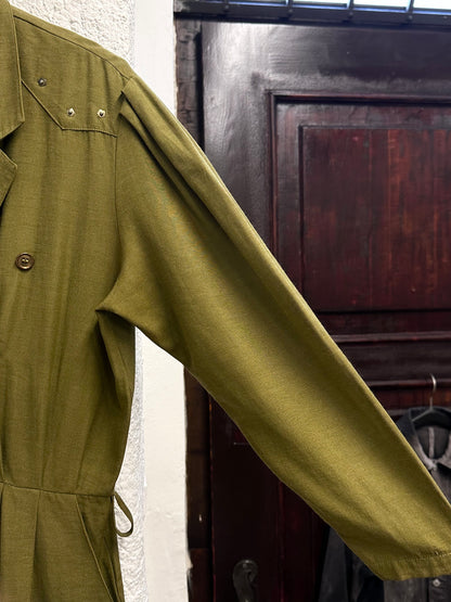 80s khaki viscose jumpsuit