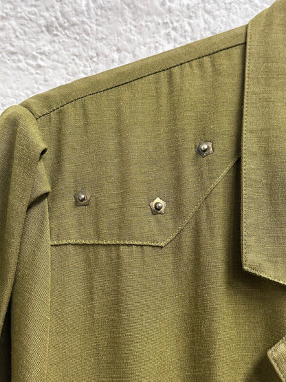 80s khaki viscose jumpsuit