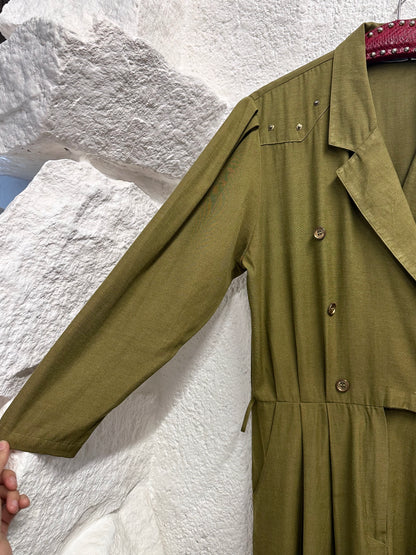 80s khaki viscose jumpsuit