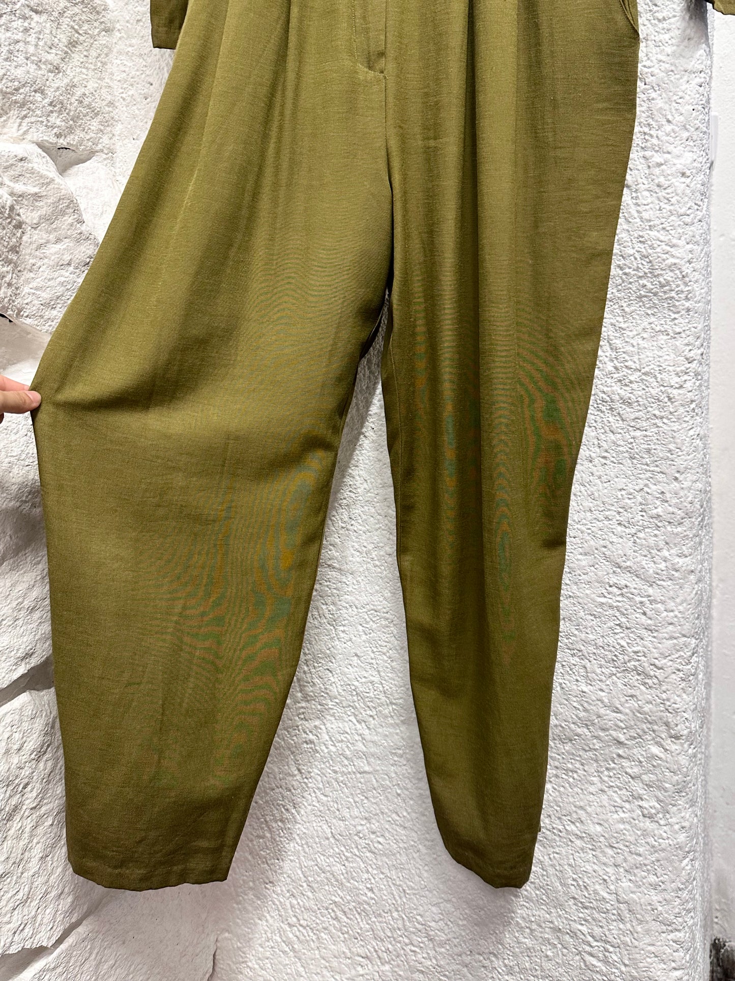 80s khaki viscose jumpsuit