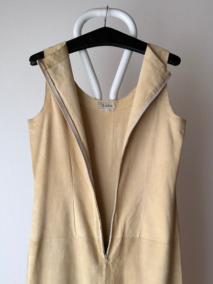 90s Italy mousse suede dress