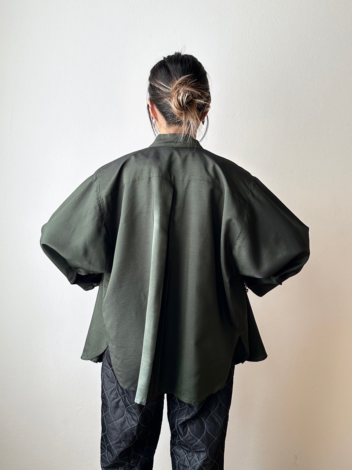 French forest green bat shirt