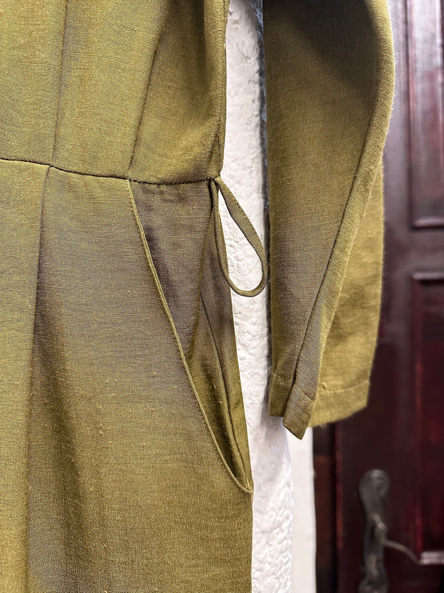 80s khaki viscose jumpsuit