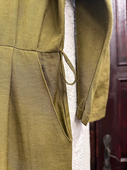 80s khaki viscose jumpsuit