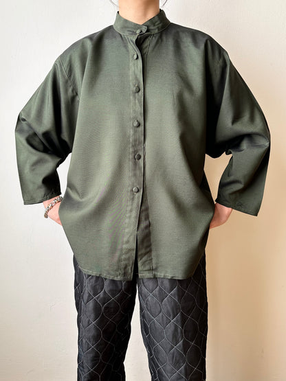 French forest green bat shirt