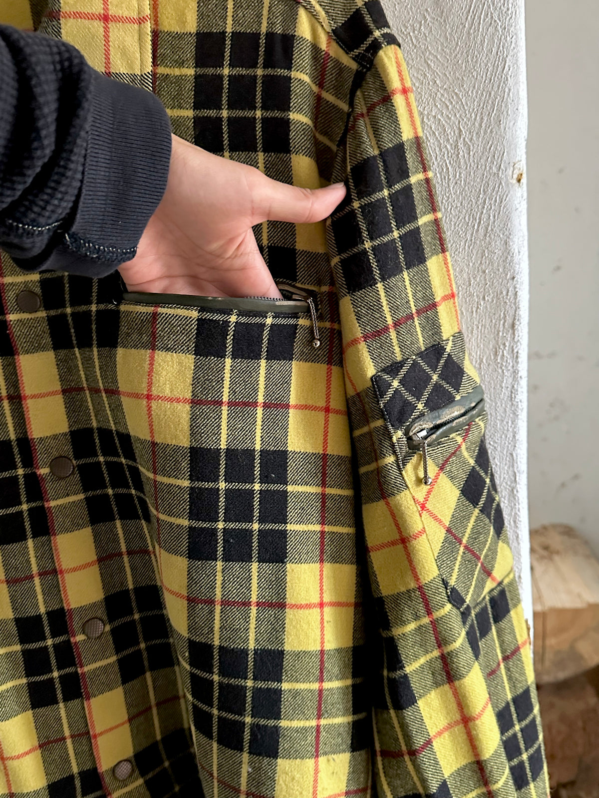 Italy plaid shirt with 3 pockets