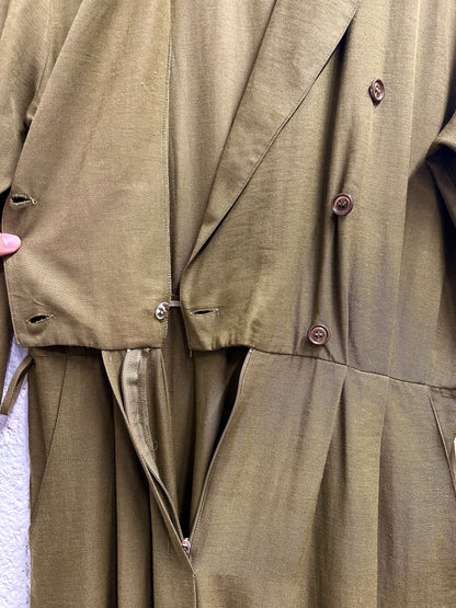 80s khaki viscose jumpsuit