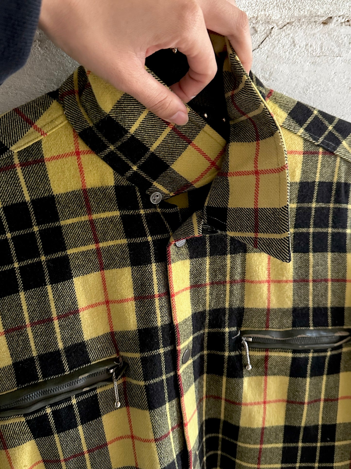 Italy plaid shirt with 3 pockets