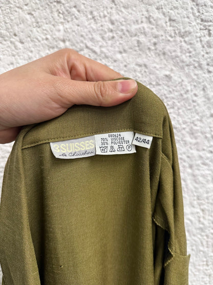 80s khaki viscose jumpsuit