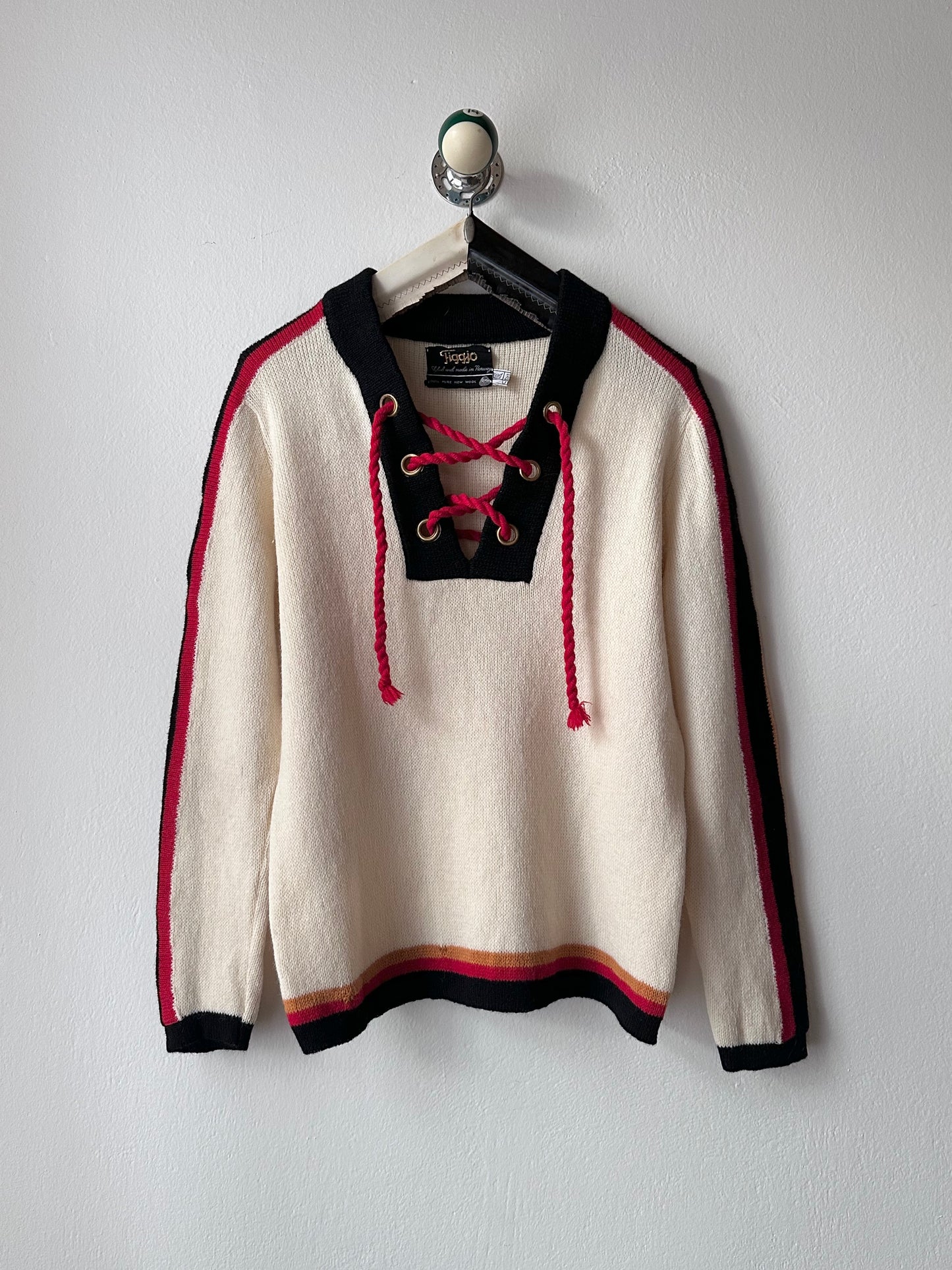Norwegian new wool lace up sweater