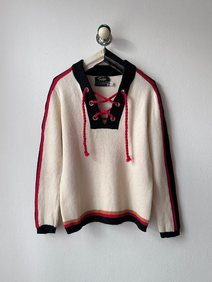 Norwegian new wool lace up sweater