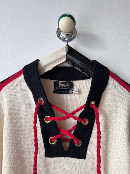 Norwegian new wool lace up sweater