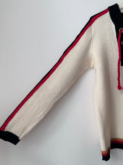 Norwegian new wool lace up sweater