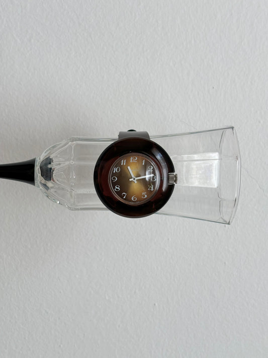 70s 1970s 70's 1970's Ruhla GDR East Germany German watch vinyl lucite plastic amber brown