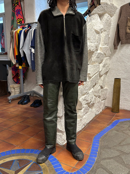 90's Vintage ヴィンテージ 90年代 Toto Praha Prague プラハ 古着屋 古着  Suède Leather レザー スエード Pullover Smock ユーロ古着 ヨーロッパ古着 古着卸 