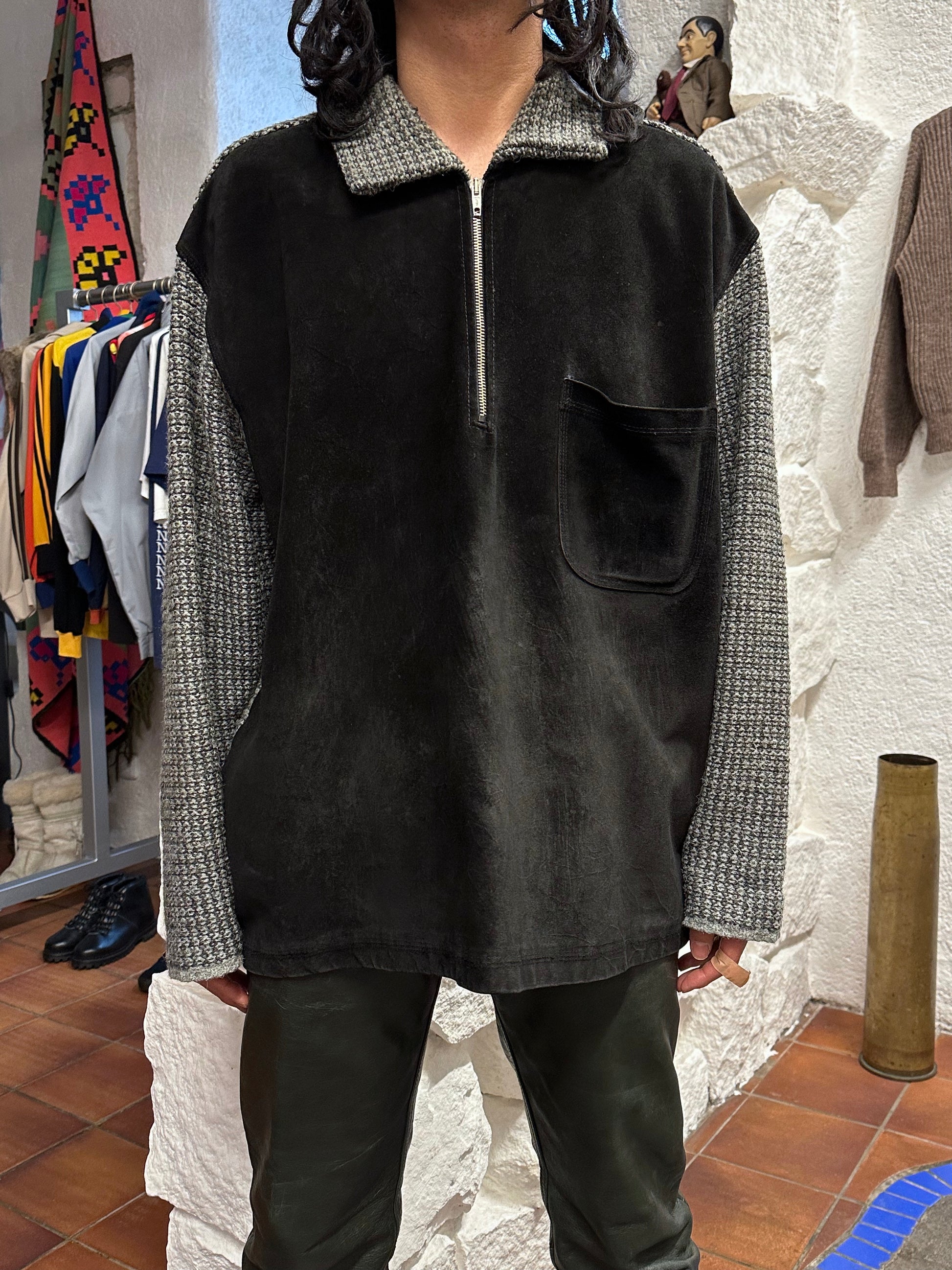 90's Vintage ヴィンテージ 90年代 Toto Praha Prague プラハ 古着屋 古着  Suède Leather レザー スエード Pullover Smock ユーロ古着 ヨーロッパ古着 古着卸 