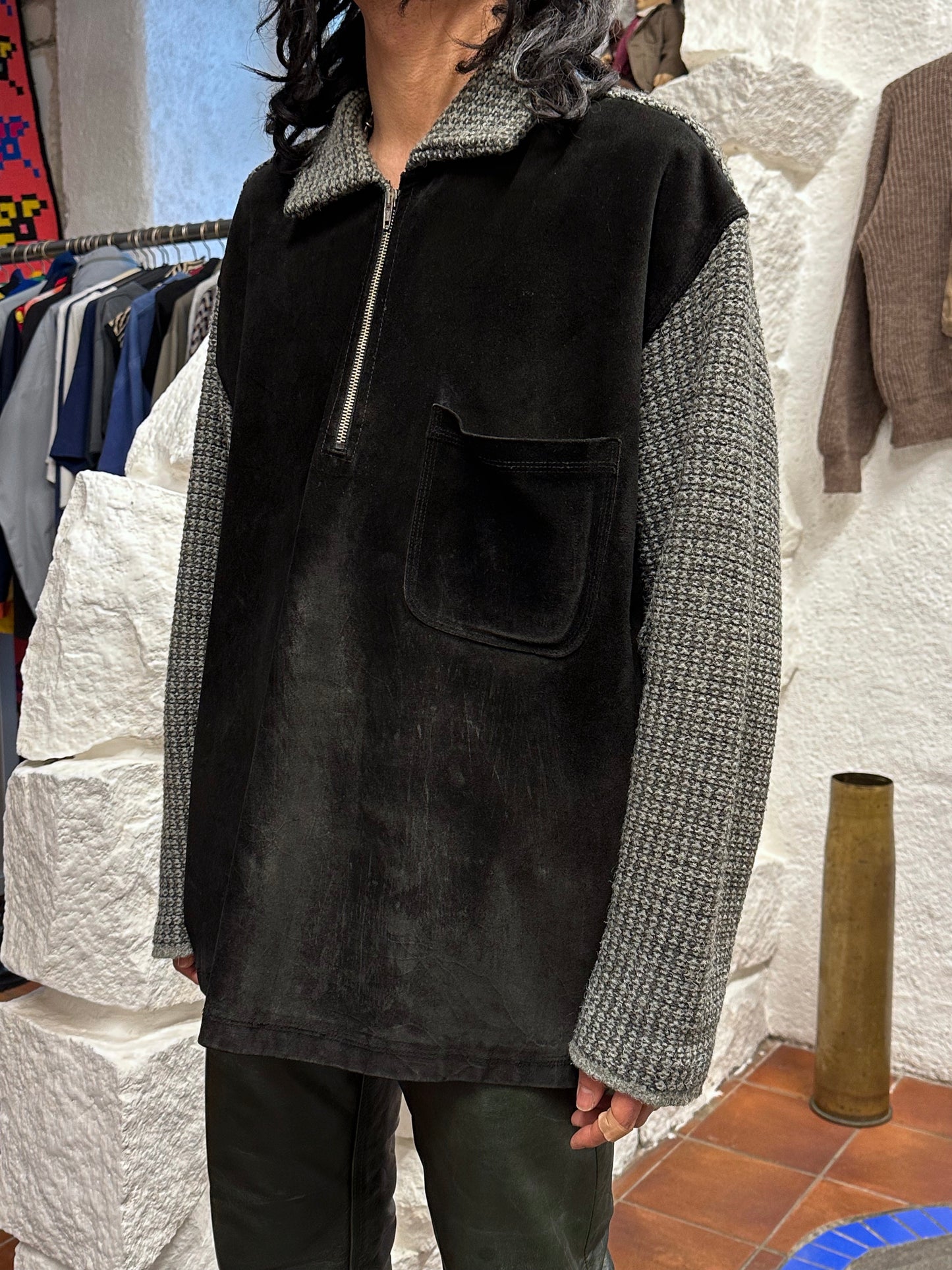 90's Vintage ヴィンテージ 90年代 Toto Praha Prague プラハ 古着屋 古着  Suède Leather レザー スエード Pullover Smock ユーロ古着 ヨーロッパ古着 古着卸 