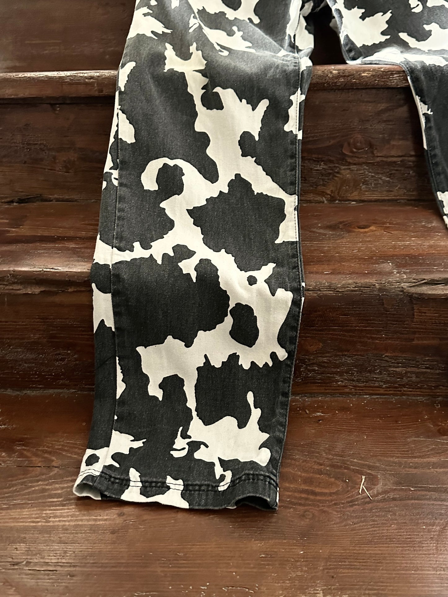90s cow print cotton trouser, 5 pockets W33