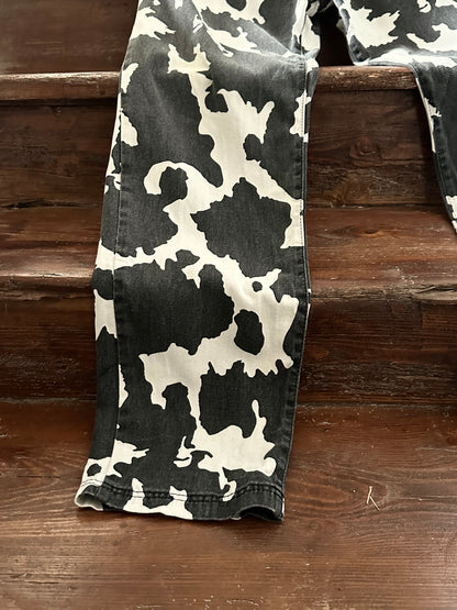 90s cow print cotton trouser, 5 pockets W33