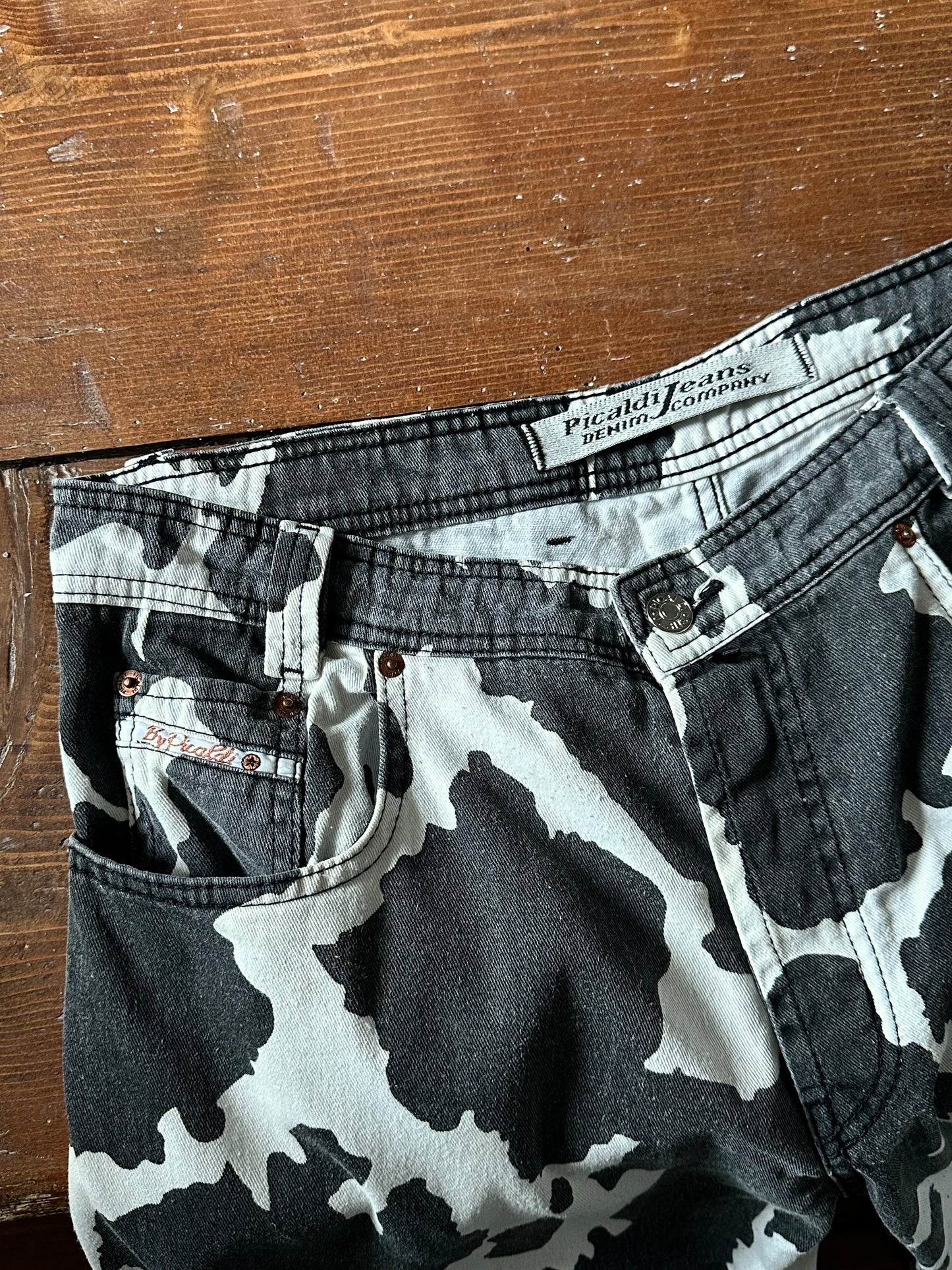 90s cow print cotton trouser, 5 pockets W33