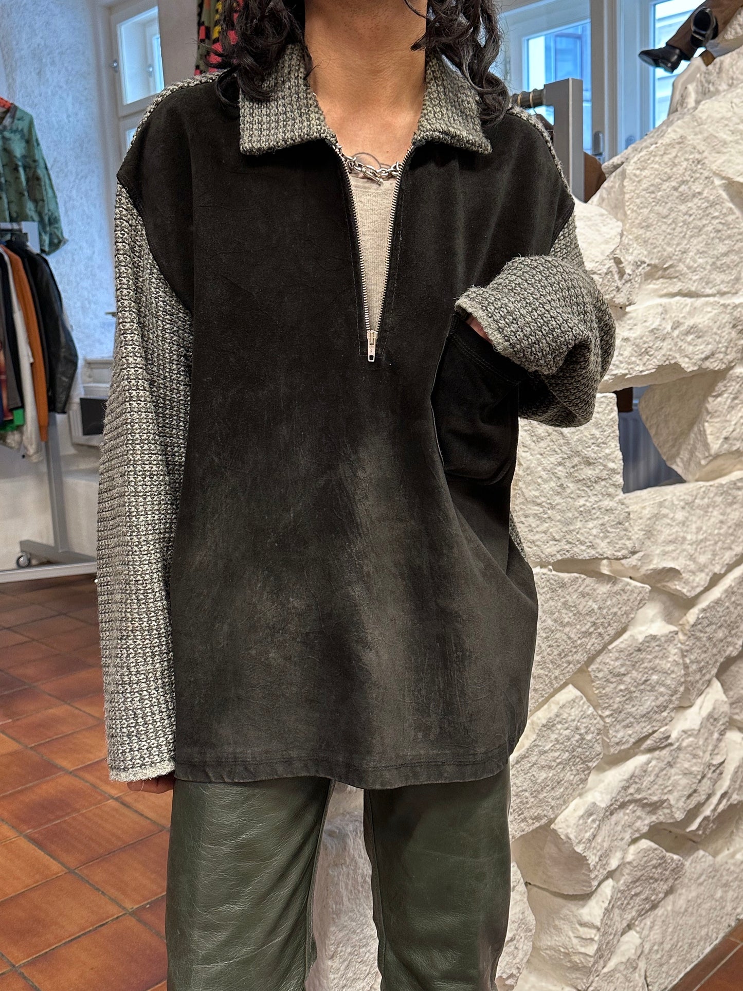 
90's Vintage ヴィンテージ 90年代 Toto Praha Prague プラハ 古着屋 古着  Suède Leather レザー スエード Pullover Smock ユーロ古着 ヨーロッパ古着 古着卸 