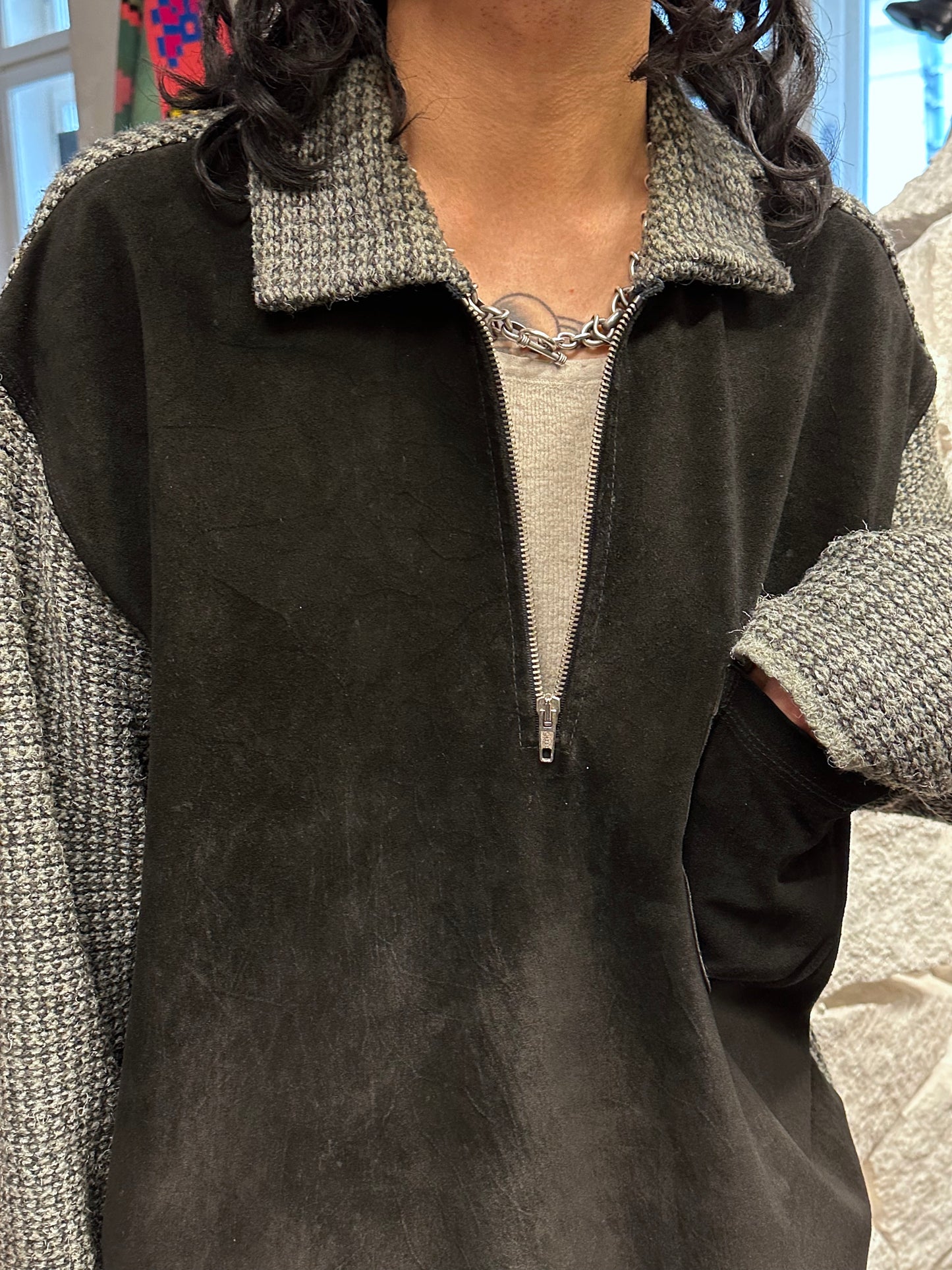 90's Vintage ヴィンテージ 90年代 Toto Praha Prague プラハ 古着屋 古着  Suède Leather レザー スエード Pullover Smock ユーロ古着 ヨーロッパ古着 古着卸 