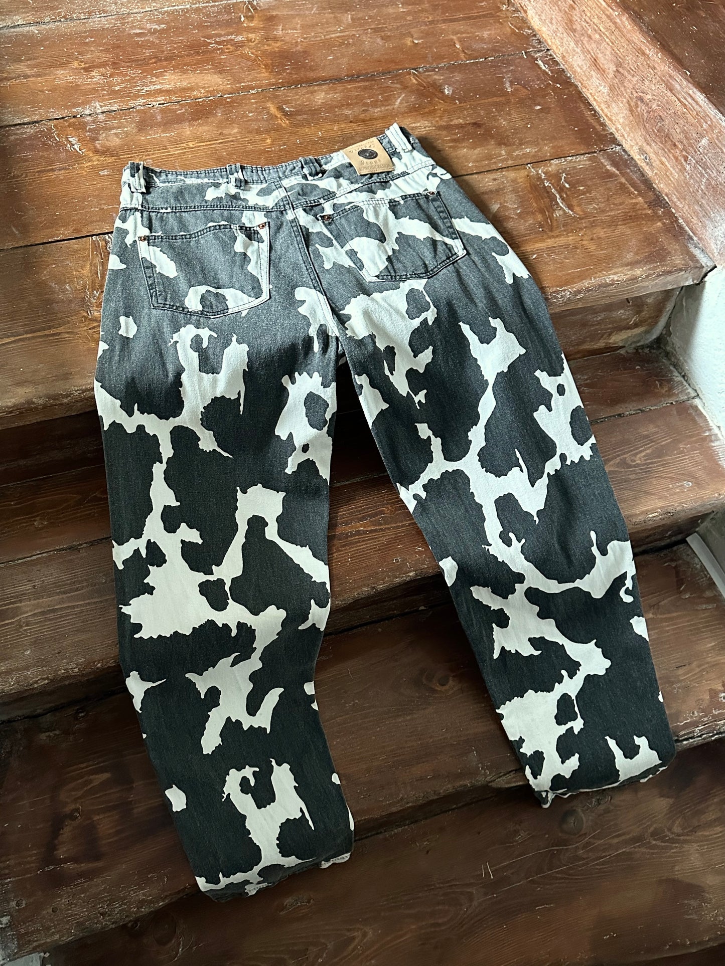 90s cow print cotton trouser, 5 pockets W33