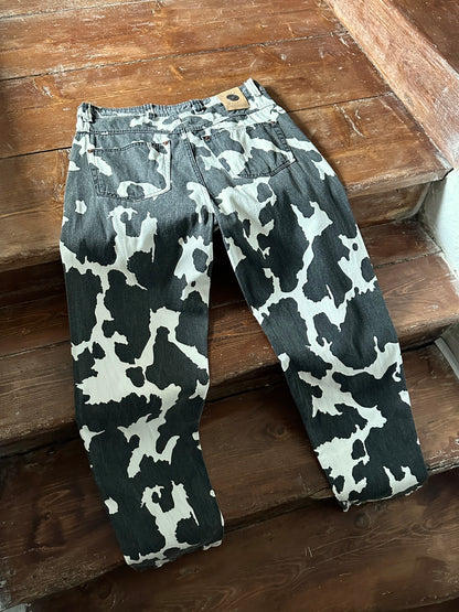 90s cow print cotton trouser, 5 pockets W33
