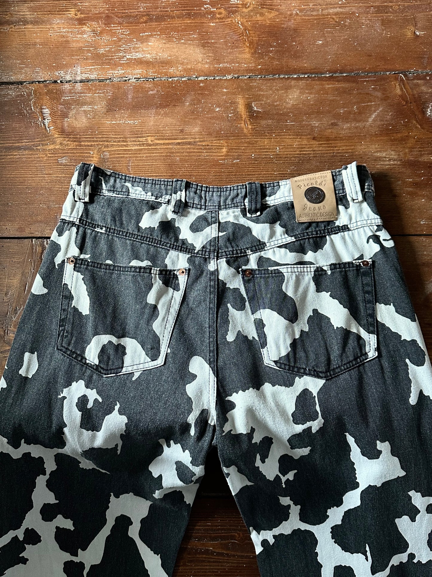90s cow print cotton trouser, 5 pockets W33