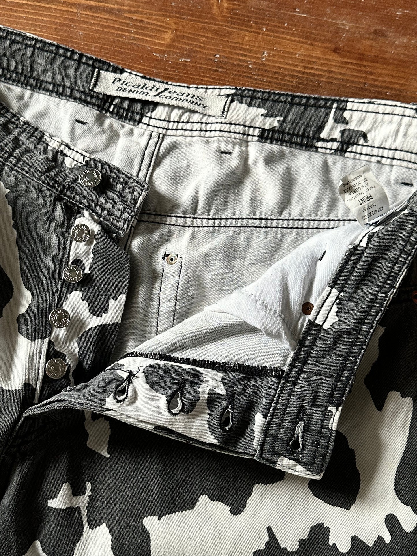 90s cow print cotton trouser, 5 pockets W33