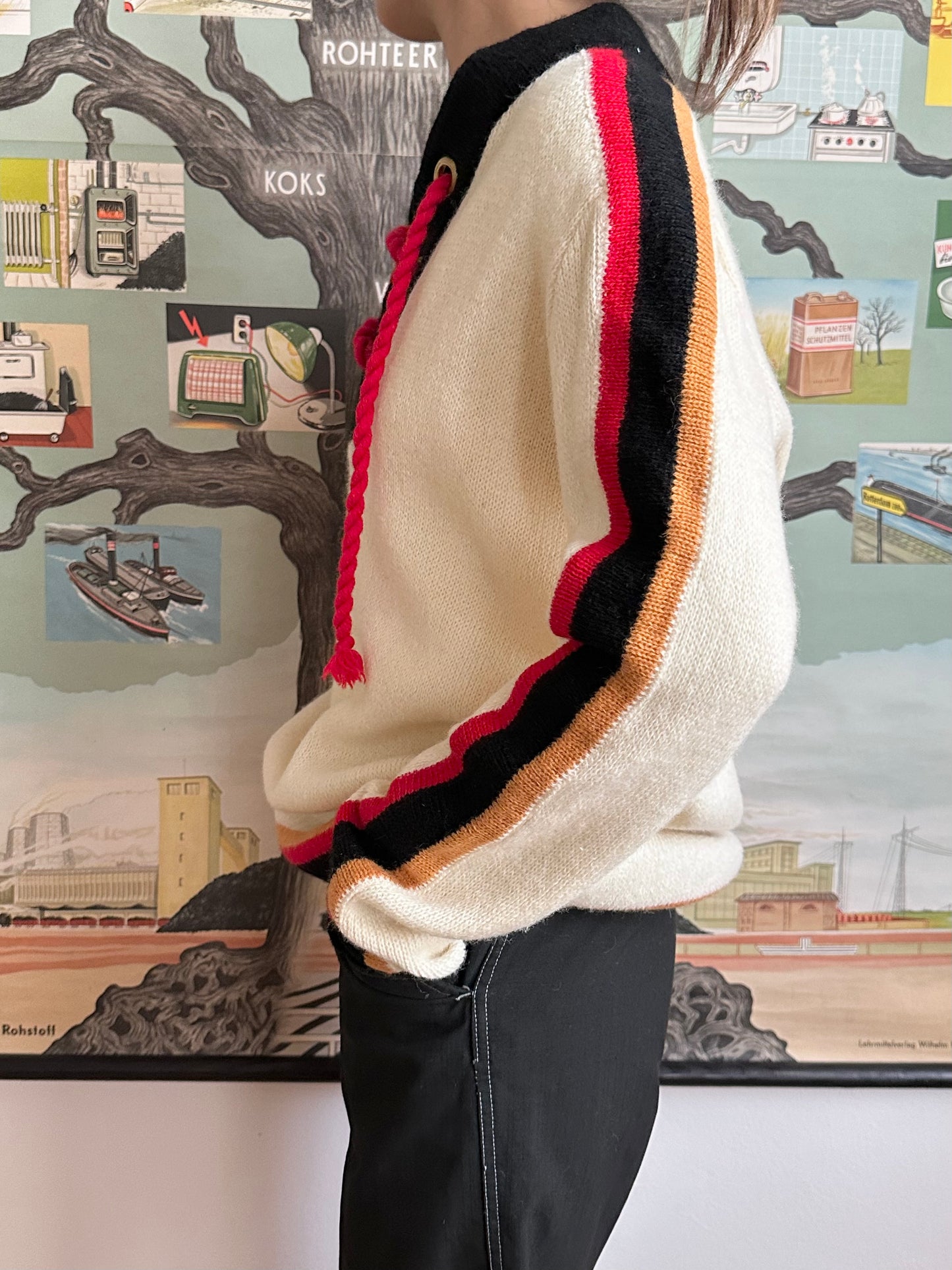 Norwegian new wool lace up sweater