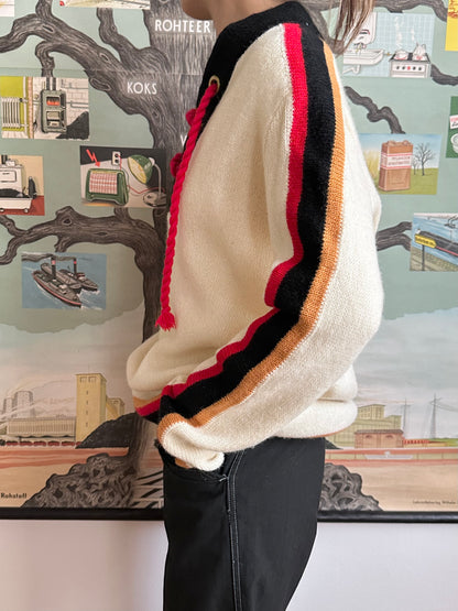 Norwegian new wool lace up sweater