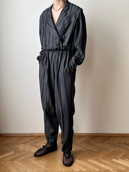 80s cool striped jumpsuit