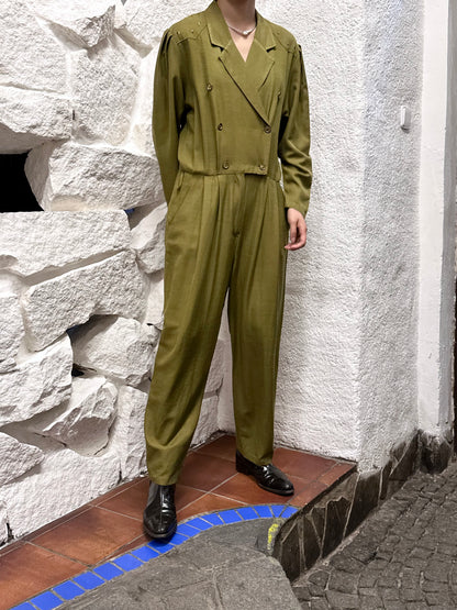 80s khaki viscose jumpsuit