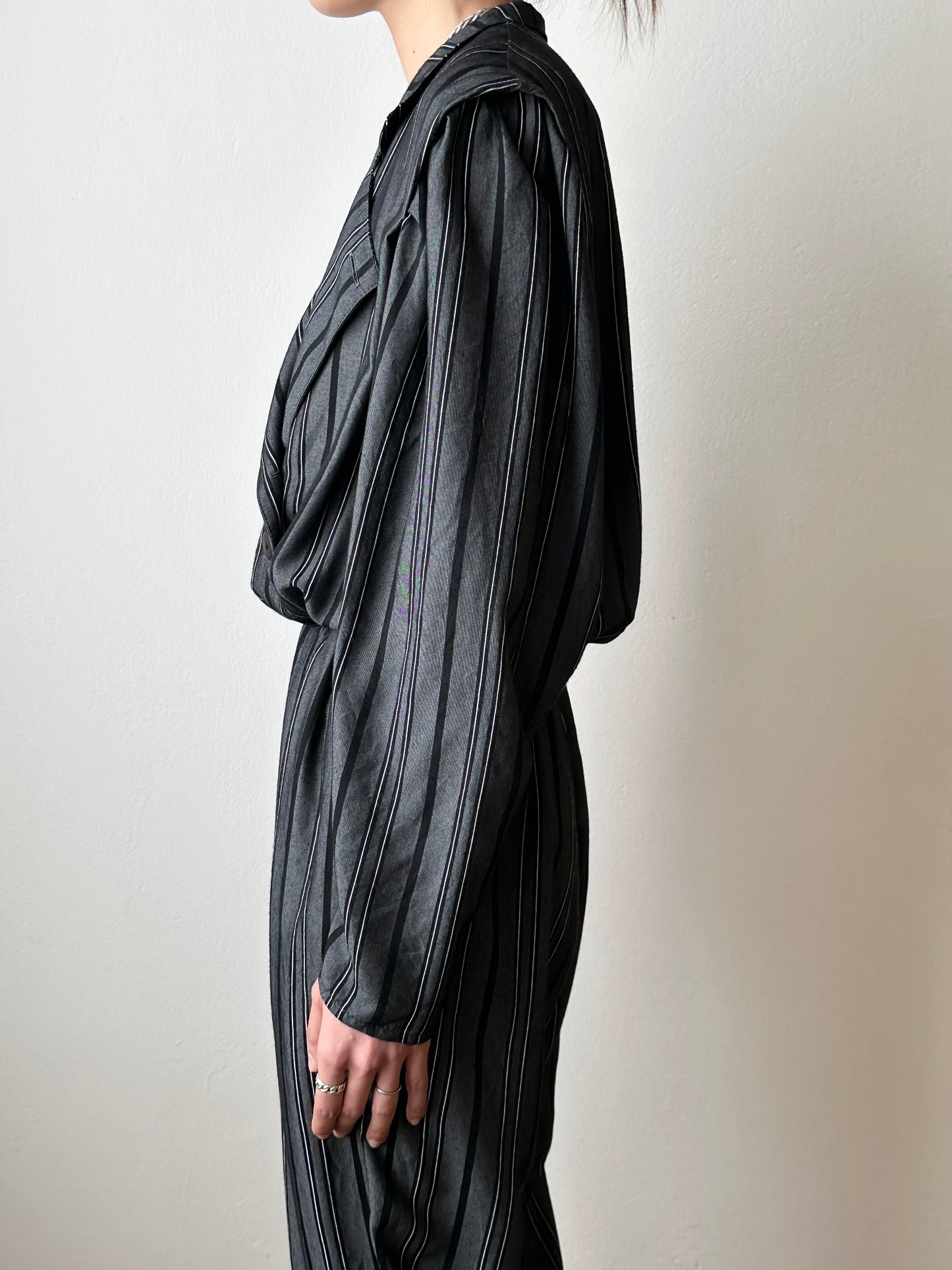 80s cool striped jumpsuit