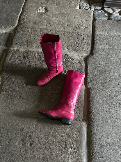 Italy magenta leather boots - 40
