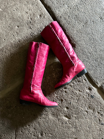 Italy magenta leather boots - 40