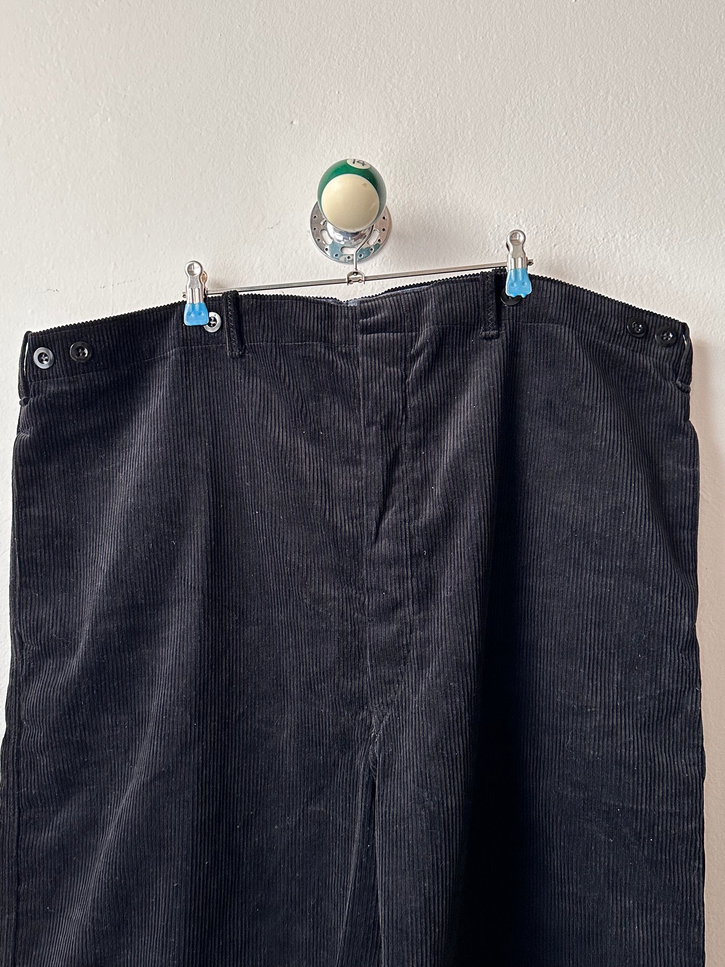 Deadstock king sized East‑German corduroy work trousers Black - w44