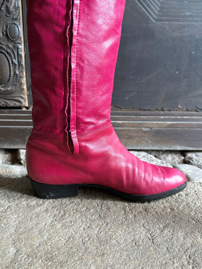 Italy magenta leather boots - 40