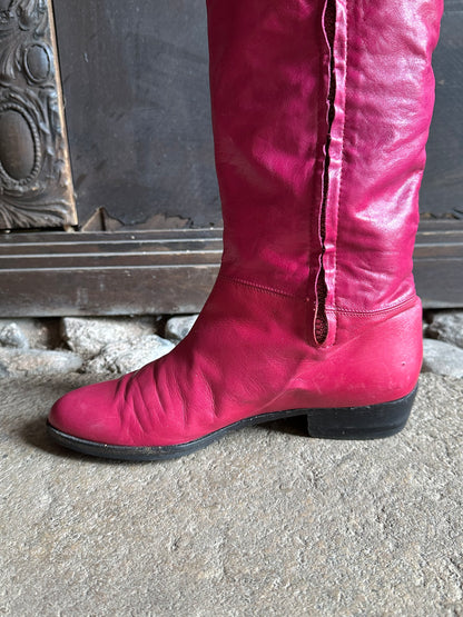 Italy magenta leather boots - 40