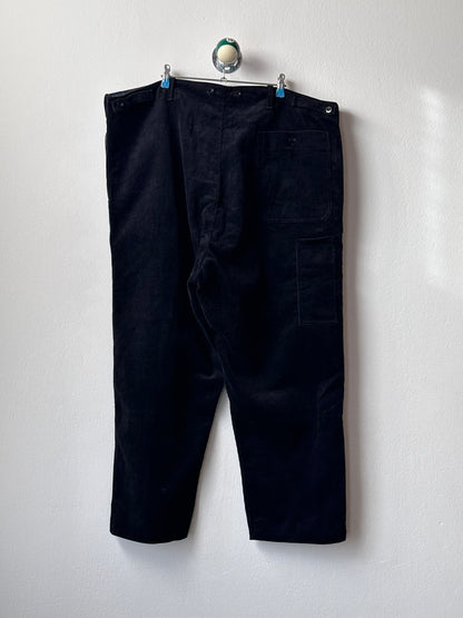 Deadstock king sized East‑German corduroy work trousers Black - w44