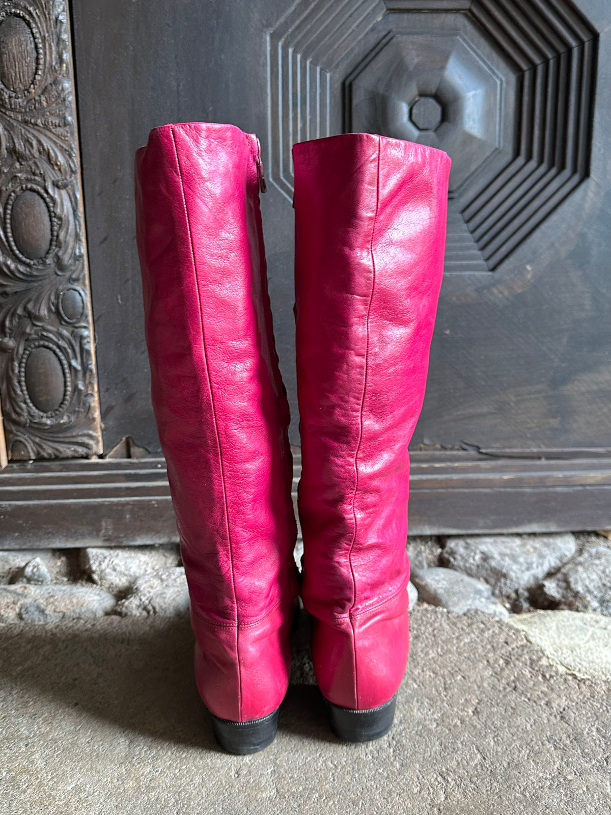 Italy magenta leather boots - 40