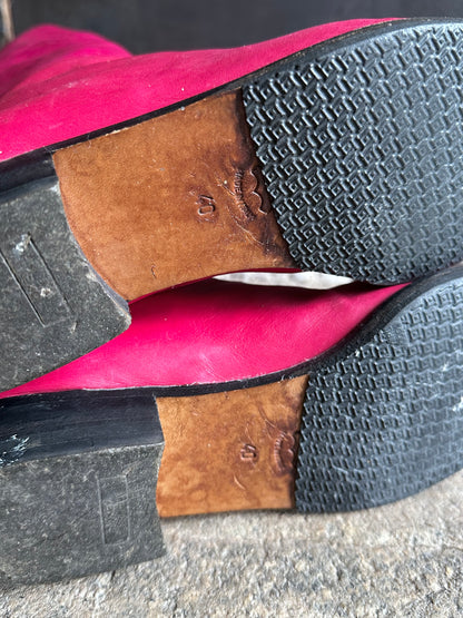 Italy magenta leather boots - 40
